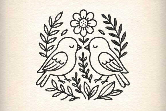 Love Birds Embroidery Design with Flower Review