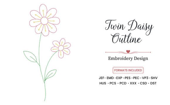 Twin Daisy Outline Embroidery Design Review